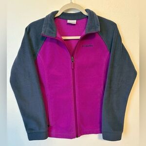 Grey/Fuchsia Columbia Fleece Zip-Up Jacket | Youth Girls Large 14/16